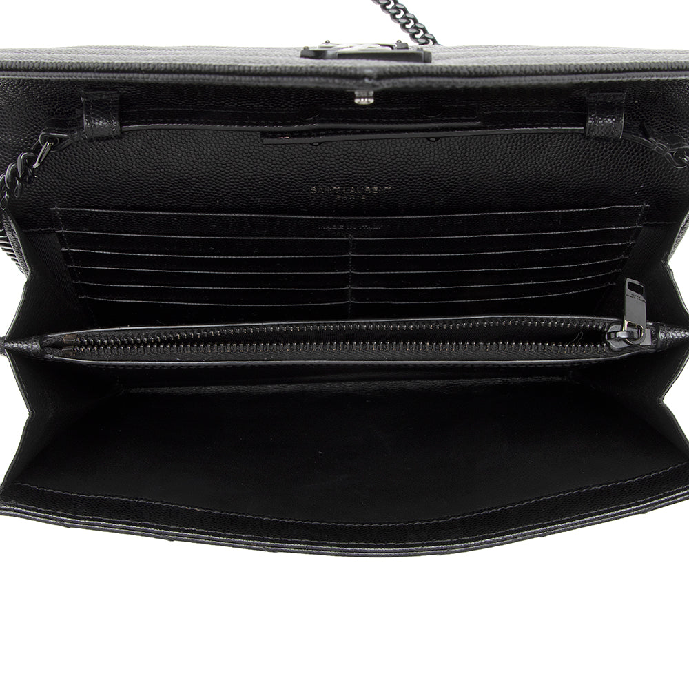 Saint Laurent Matelasse Grain de Poudre Monogram Chain Wallet 19680