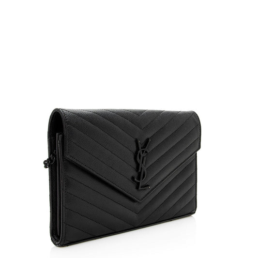 Saint Laurent Matelasse Grain de Poudre Monogram Chain Wallet 19680