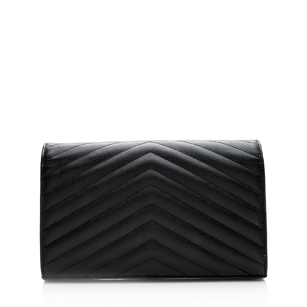Saint Laurent Matelasse Grain de Poudre Monogram Chain Wallet 20294