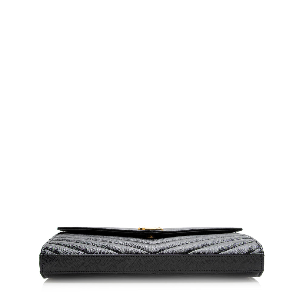 Saint Laurent Matelasse Grain de Poudre Monogram Chain Wallet 20294