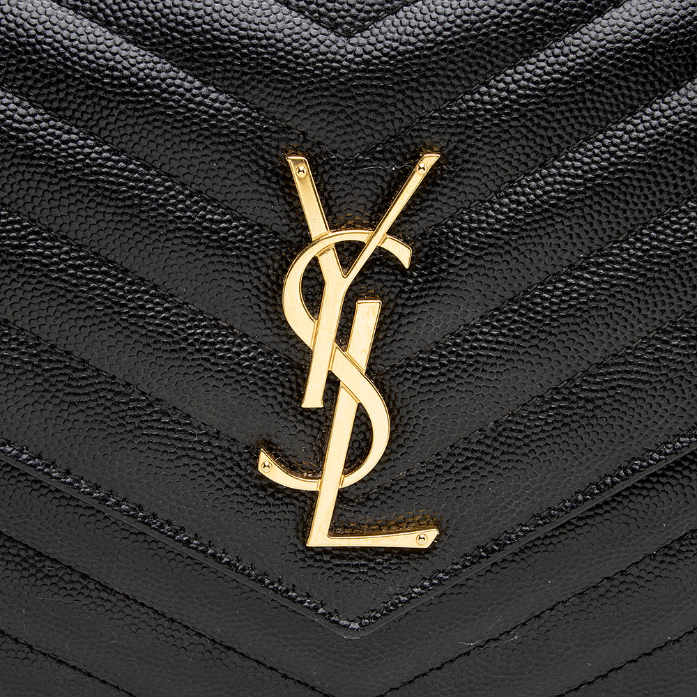 Saint Laurent Matelasse Grain de Poudre Monogram Chain Wallet 20294