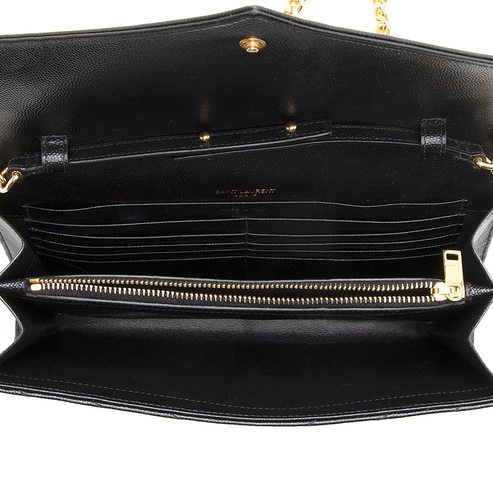Saint Laurent Matelasse Grain de Poudre Monogram Chain Wallet 20294