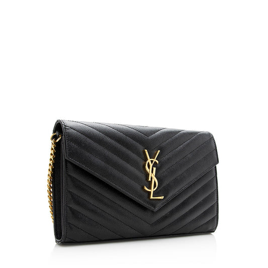Saint Laurent Matelasse Grain de Poudre Monogram Chain Wallet 20294