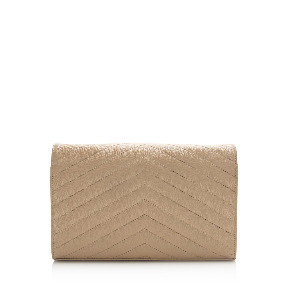 Saint Laurent Matelasse Grain de Poudre Monogram Chain Wallet 21552