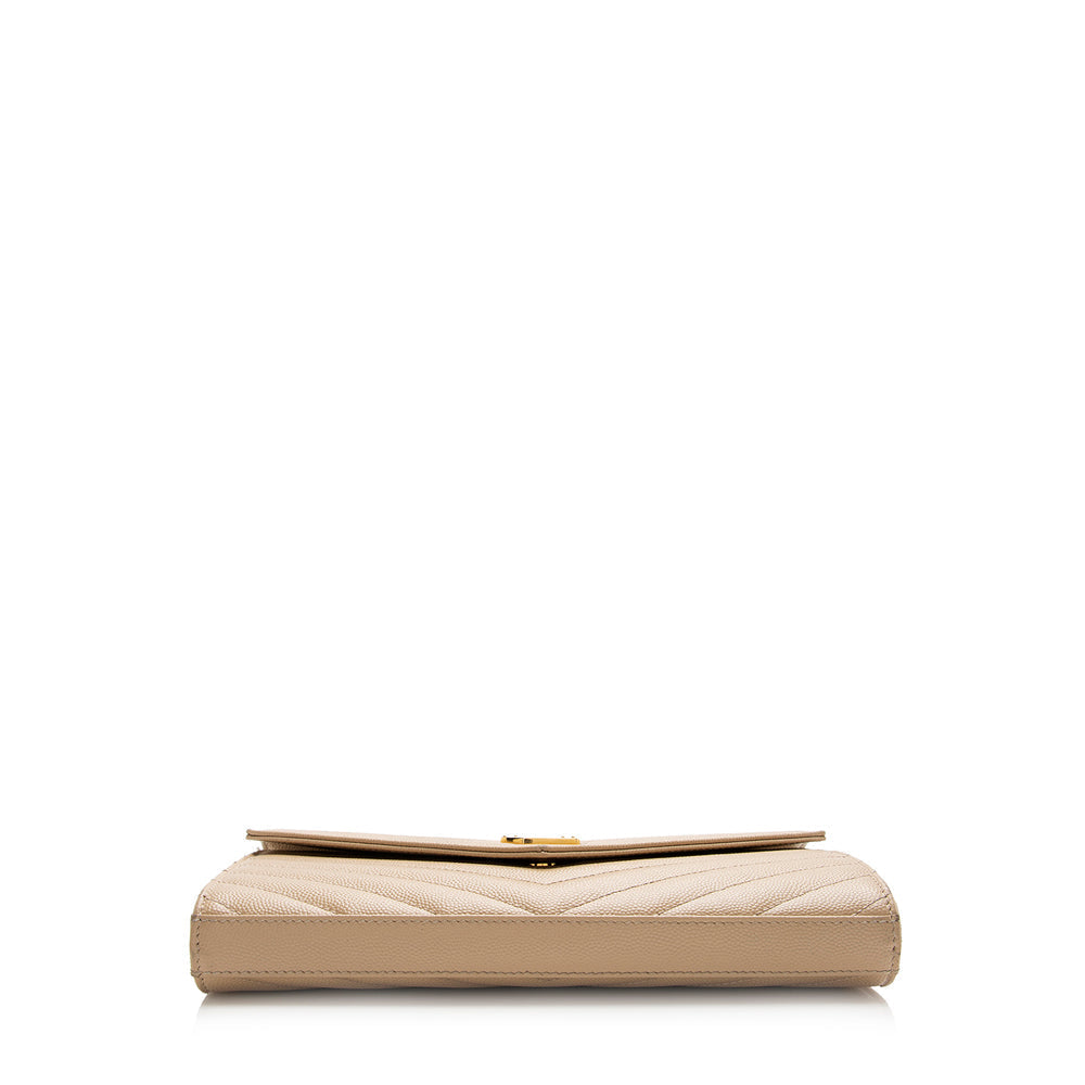 Saint Laurent Matelasse Grain de Poudre Monogram Chain Wallet 21552