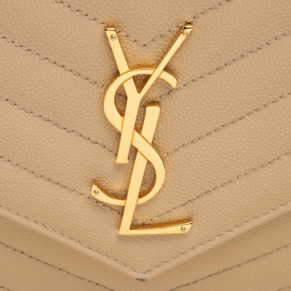 Saint Laurent Matelasse Grain de Poudre Monogram Chain Wallet 21552