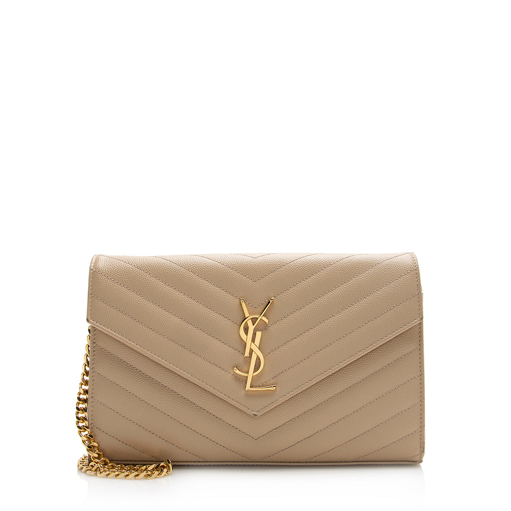 Saint Laurent Matelasse Grain de Poudre Monogram Chain Wallet 21552
