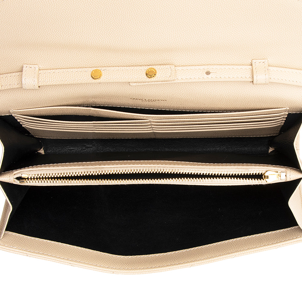 Saint Laurent Matelasse Grain de Poudre Monogram Chain Wallet 21552