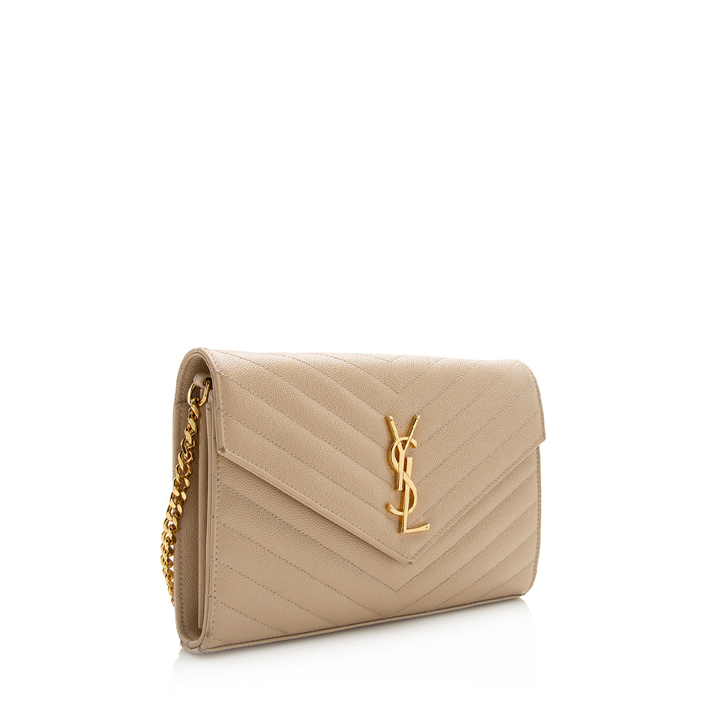 Saint Laurent Matelasse Grain de Poudre Monogram Chain Wallet 21552