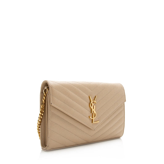 Saint Laurent Matelasse Grain de Poudre Monogram Chain Wallet 21552