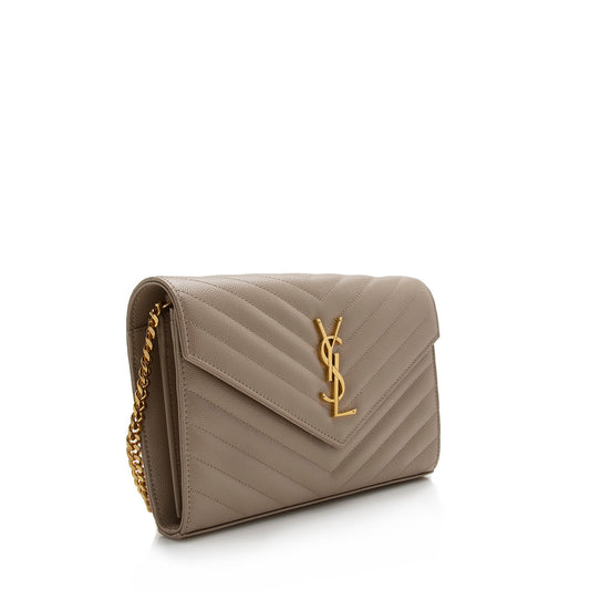 Saint Laurent Matelasse Grain de Poudre Monogram Chain Wallet 22227