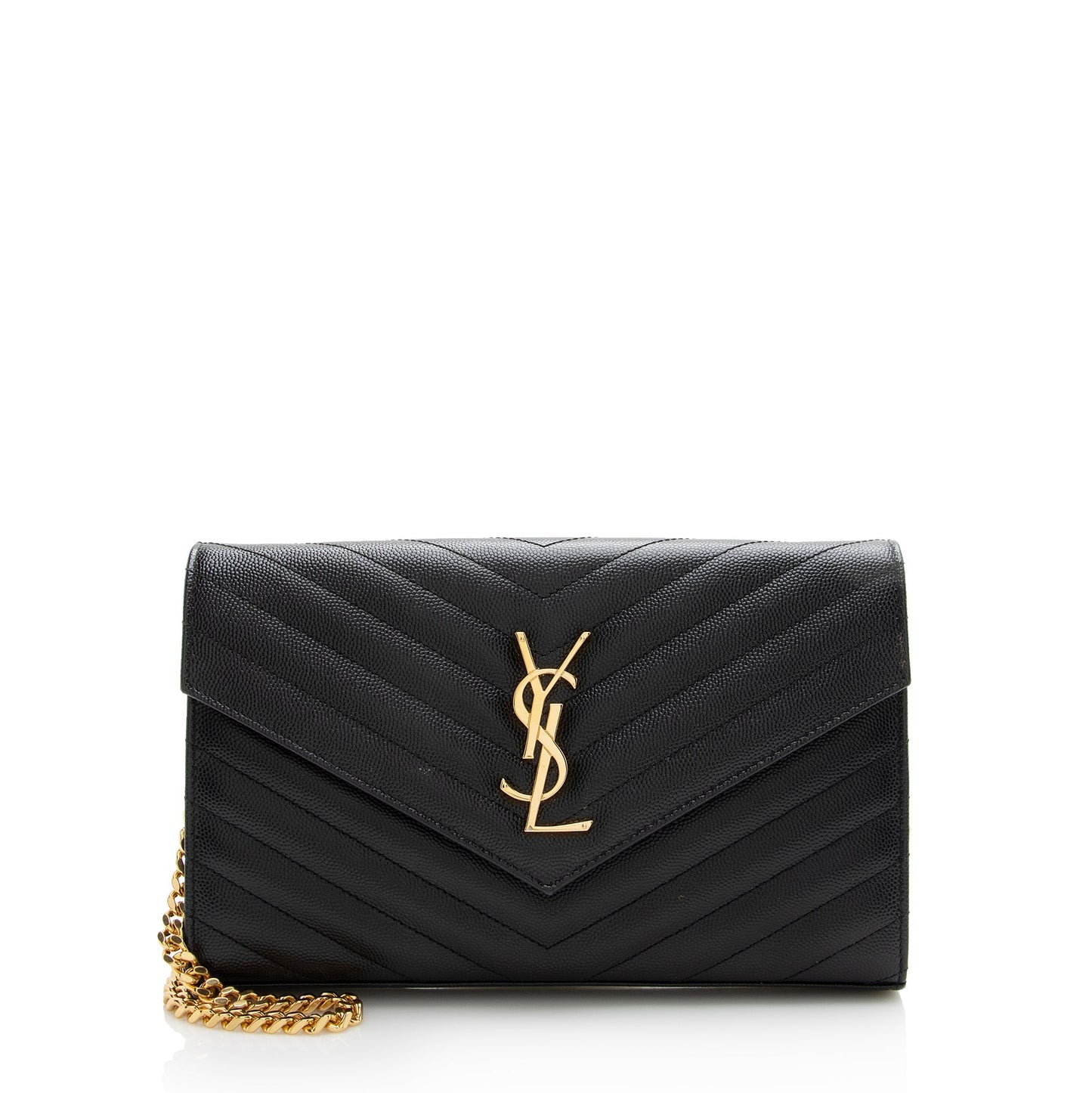 Saint Laurent Matelasse Grain de Poudre Monogram Chain Wallet 22718