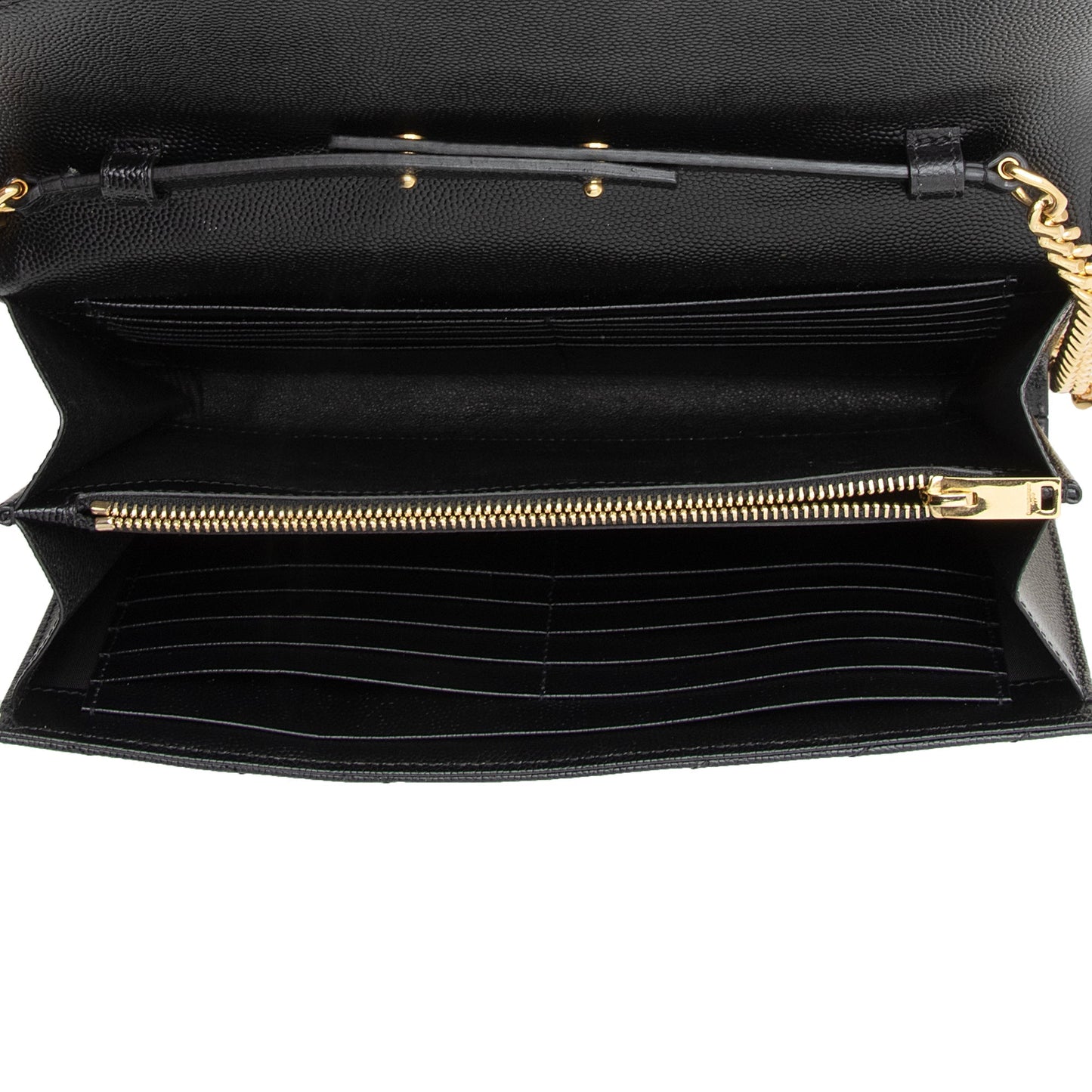 Saint Laurent Matelasse Grain de Poudre Monogram Chain Wallet 22718