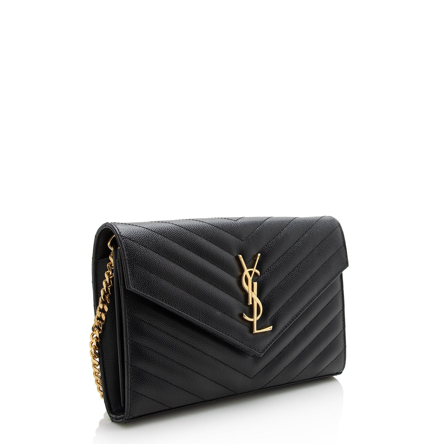 Saint Laurent Matelasse Grain de Poudre Monogram Chain Wallet 22718