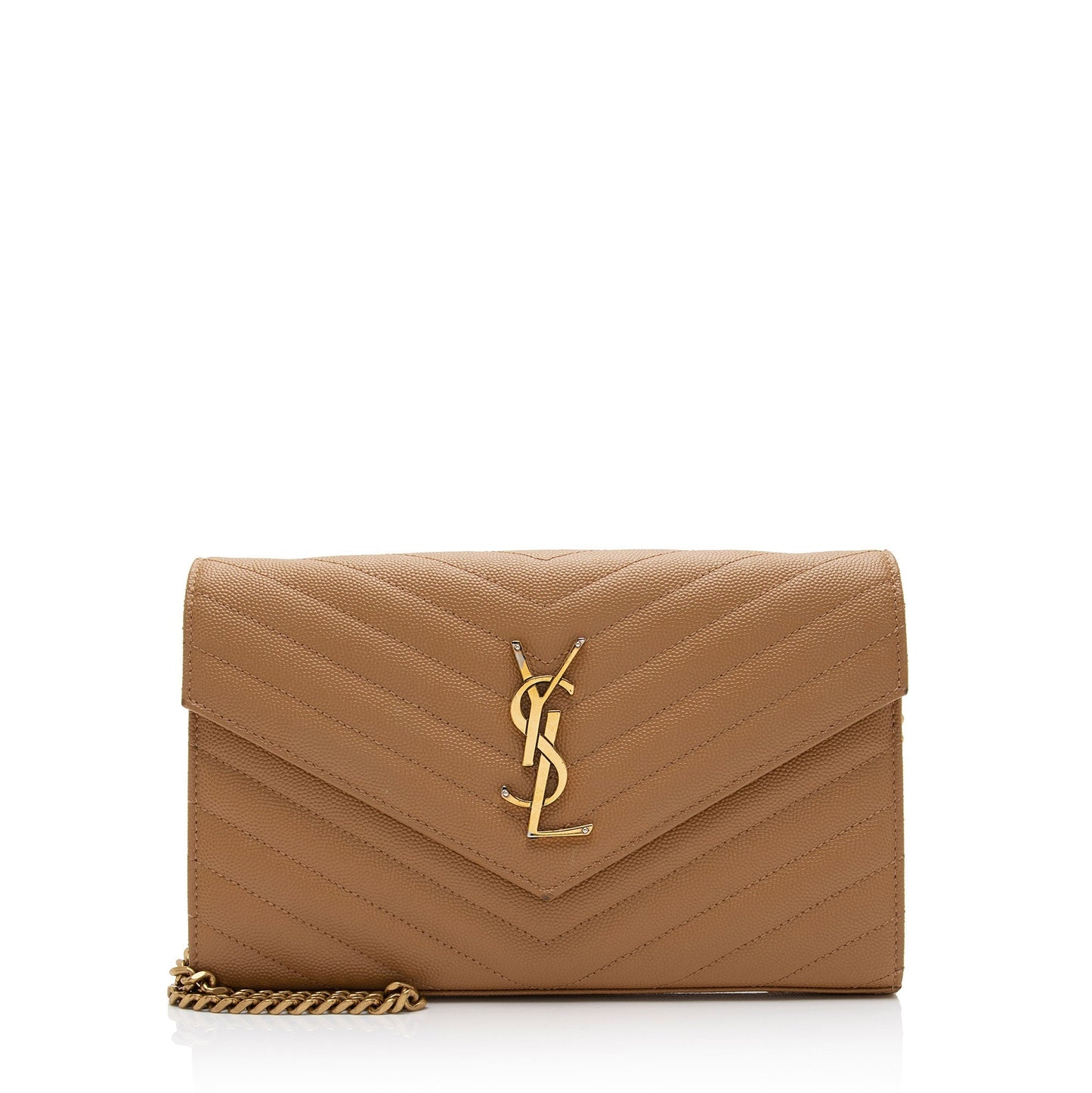 Saint Laurent Matelasse Grain de Poudre Monogram Chain Wallet QuiirS