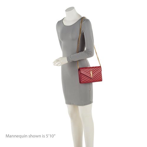 Saint Laurent Matelasse Grain de Poudre Monogram Chain Wallet RDpK3X