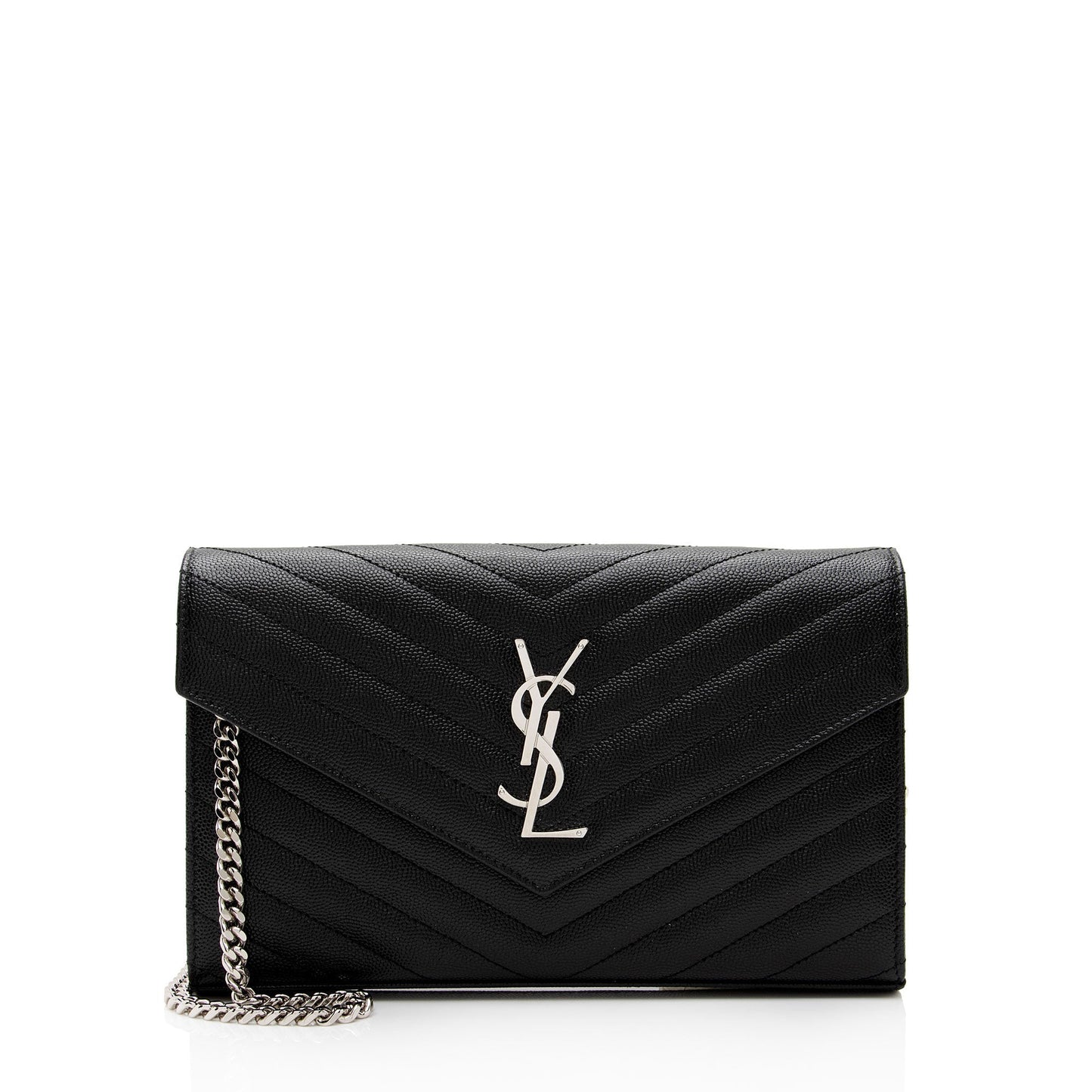 Saint Laurent Matelasse Grain de Poudre Monogram Chain Wallet JxENie
