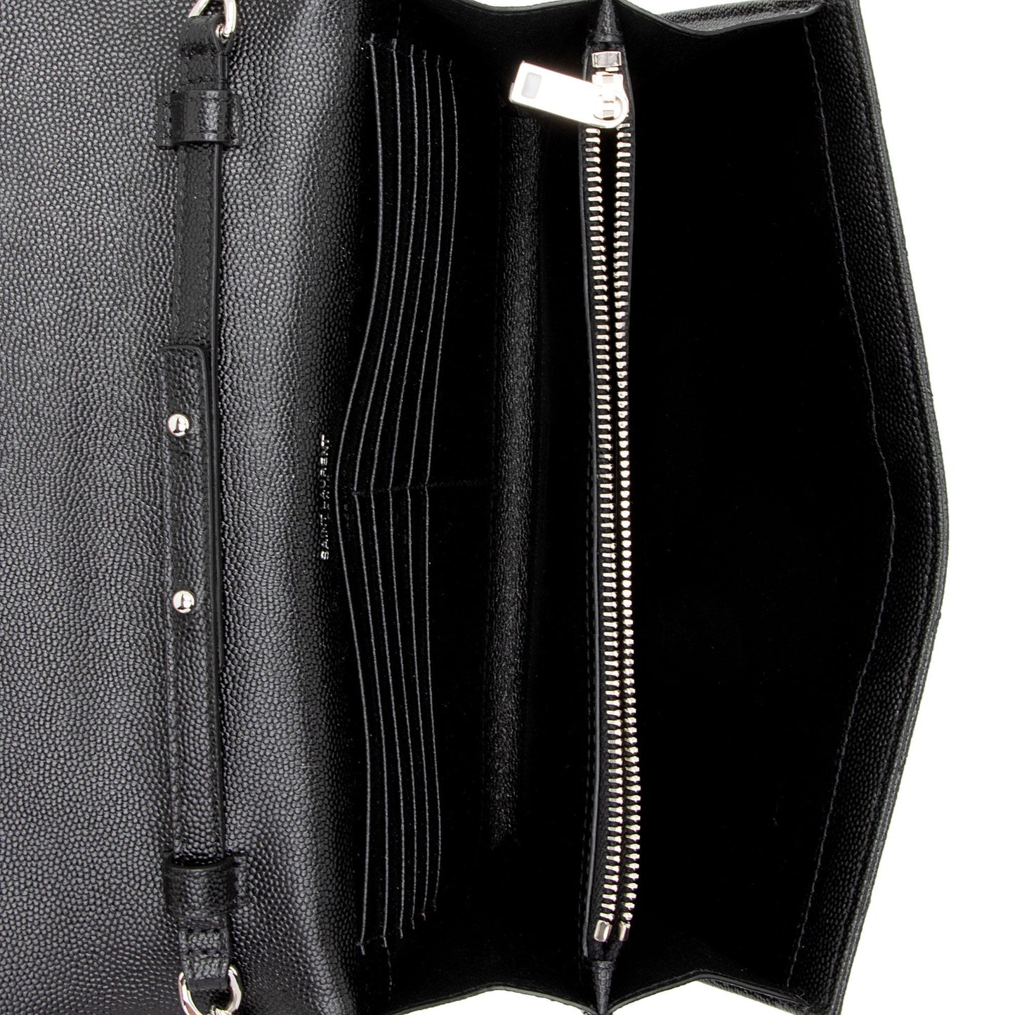 Saint Laurent Matelasse Grain de Poudre Monogram Chain Wallet JxENie