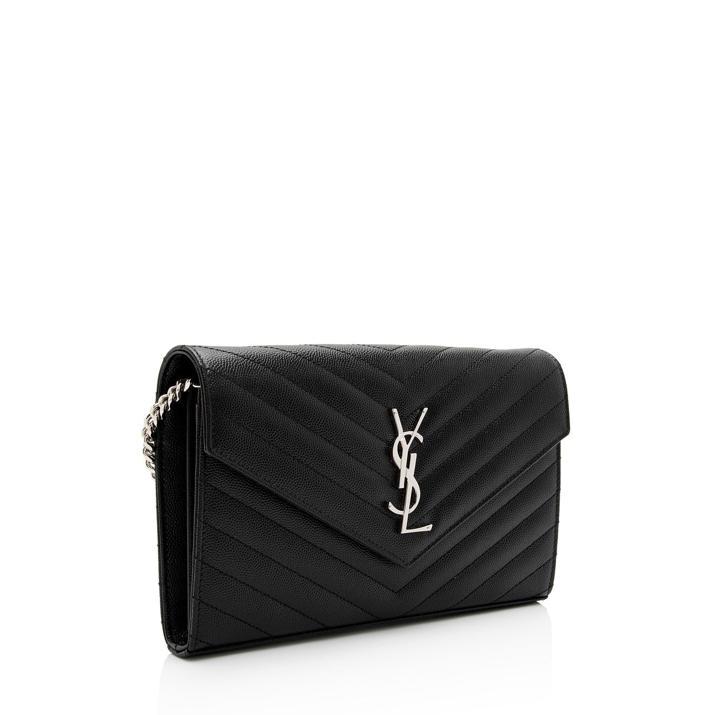 Saint Laurent Matelasse Grain de Poudre Monogram Chain Wallet JxENie