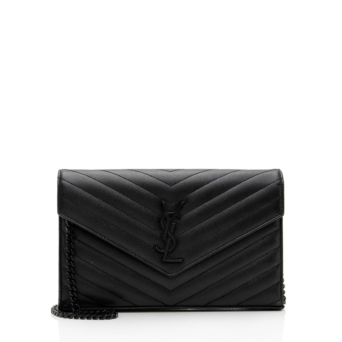 Saint Laurent Matelasse Grain de Poudre Monogram Chain Wallet FNayQN