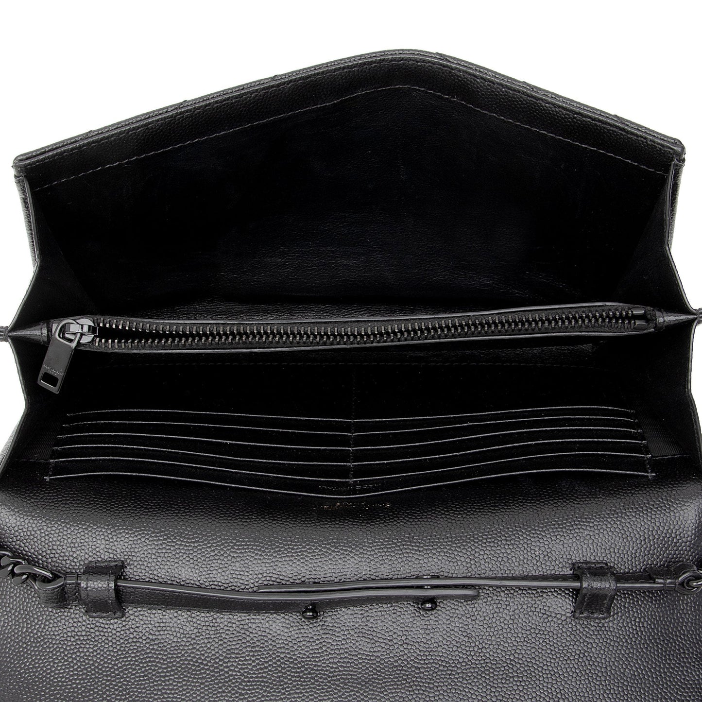 Saint Laurent Matelasse Grain de Poudre Monogram Chain Wallet FNayQN