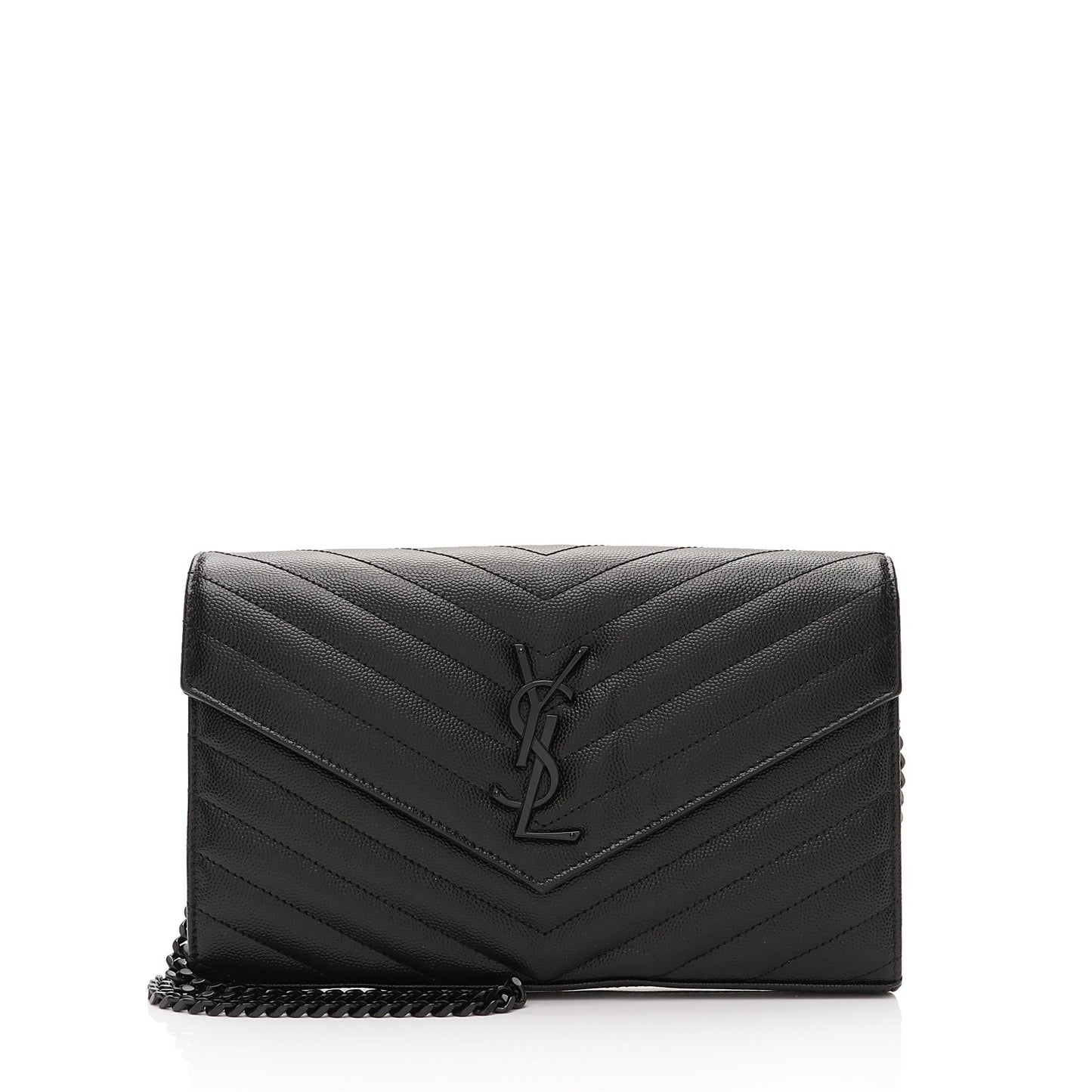 Saint Laurent Matelasse Grain de Poudre Monogram Chain Wallet RiSHS0