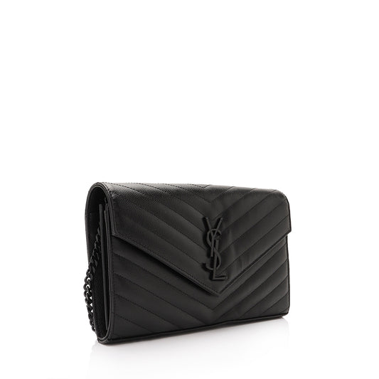 Saint Laurent Matelasse Grain de Poudre Monogram Chain Wallet RiSHS0