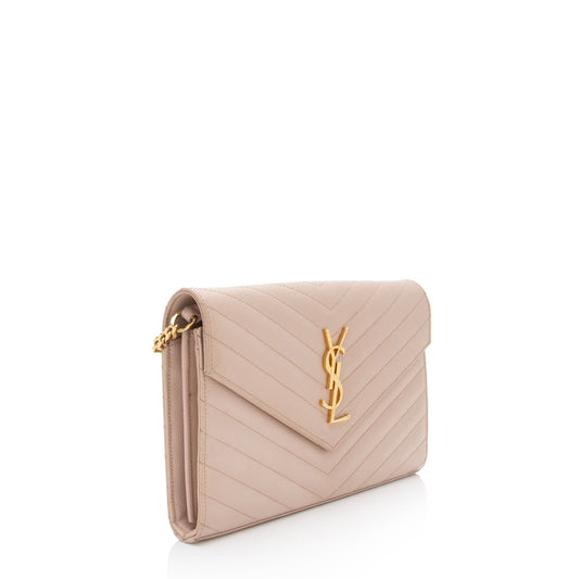 Saint Laurent Matelasse Grain de Poudre Monogram Chain Wallet hbOqZ2
