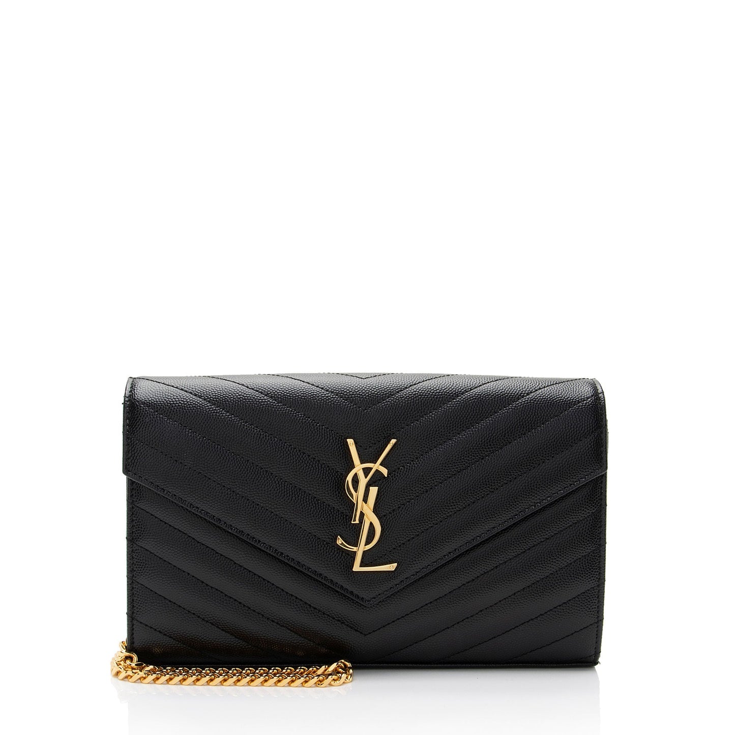Saint Laurent Matelasse Grain de Poudre Monogram Chain Wallet uoMWdL