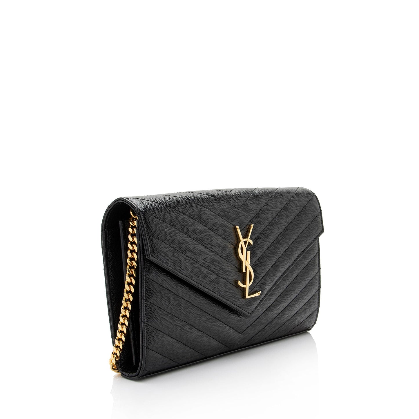 Saint Laurent Matelasse Grain de Poudre Monogram Chain Wallet uoMWdL