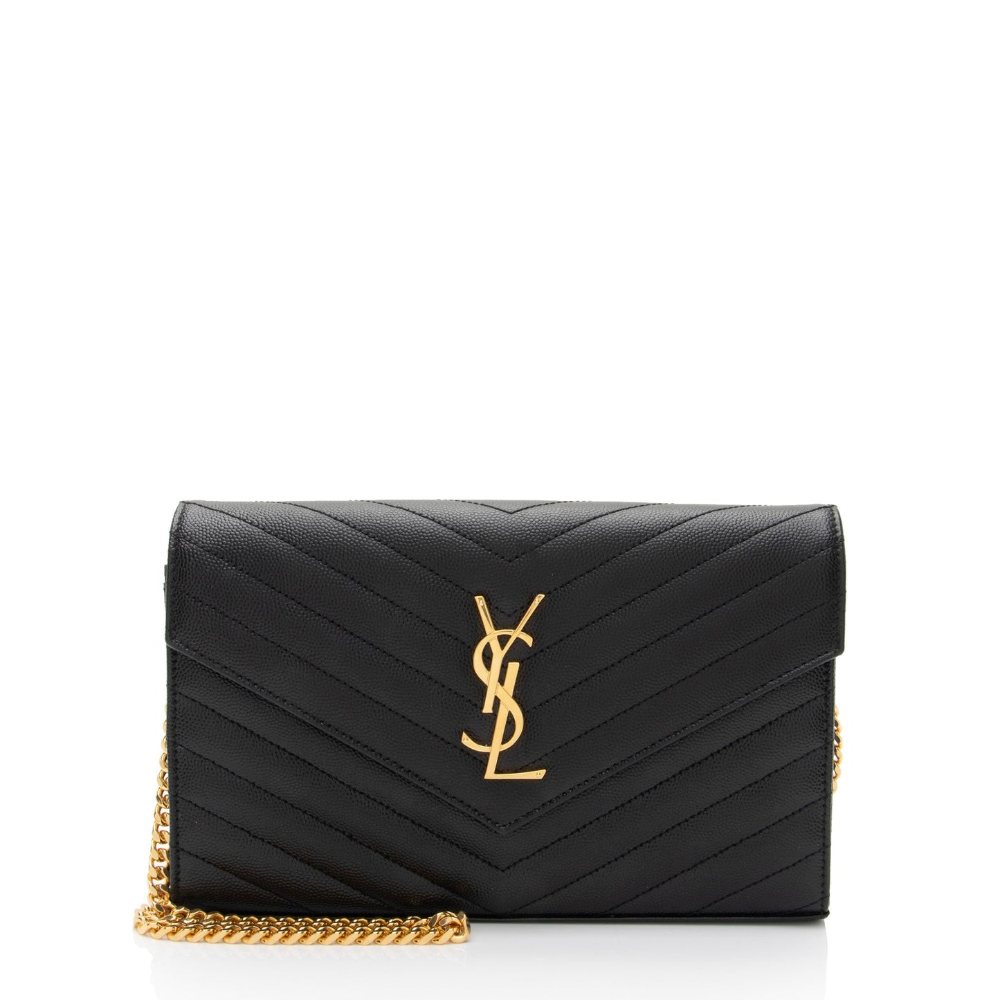 Saint Laurent Matelasse Grain de Poudre Monogram Chain Wallet oGbOur