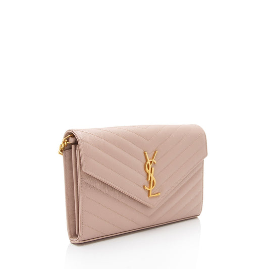 Saint Laurent Matelasse Grain de Poudre Monogram Chain Wallet dl9giW