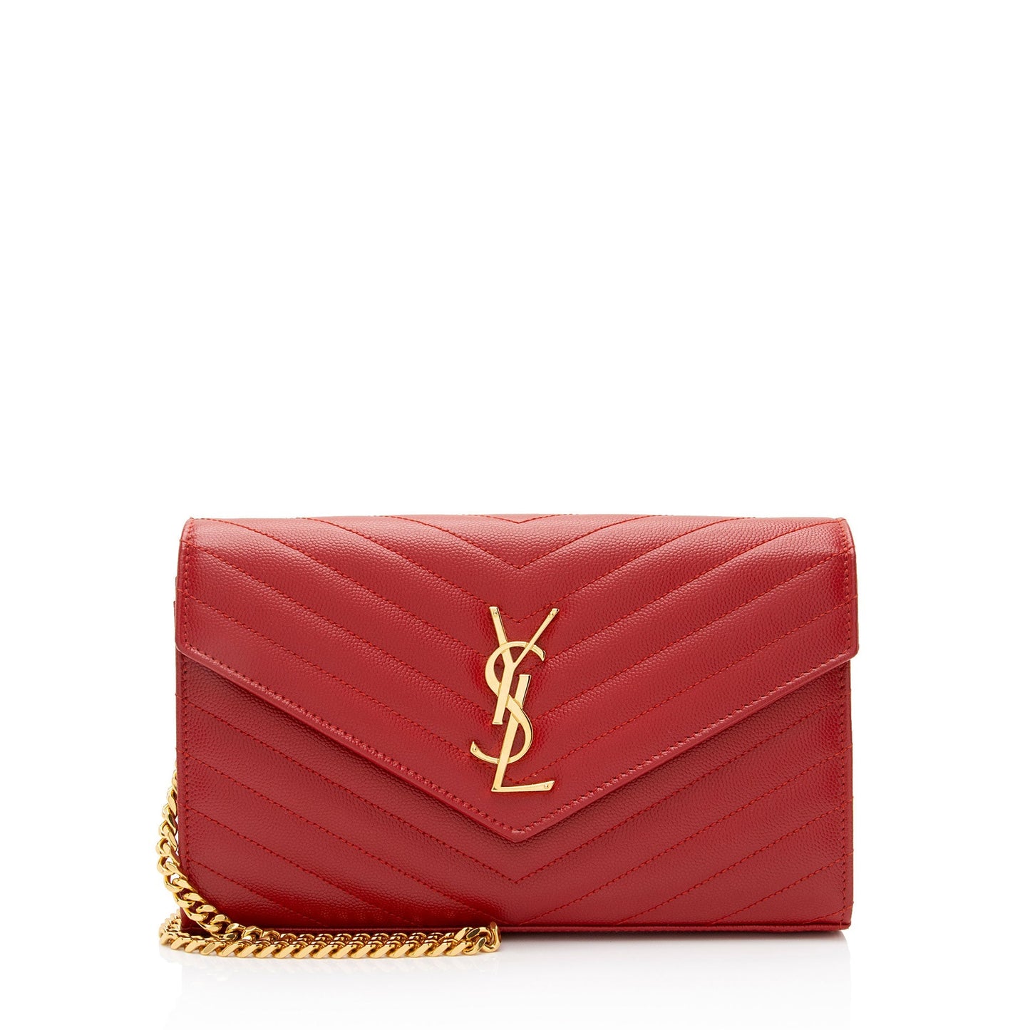 Saint Laurent Matelasse Grain de Poudre Monogram Chain Wallet HJdOSr