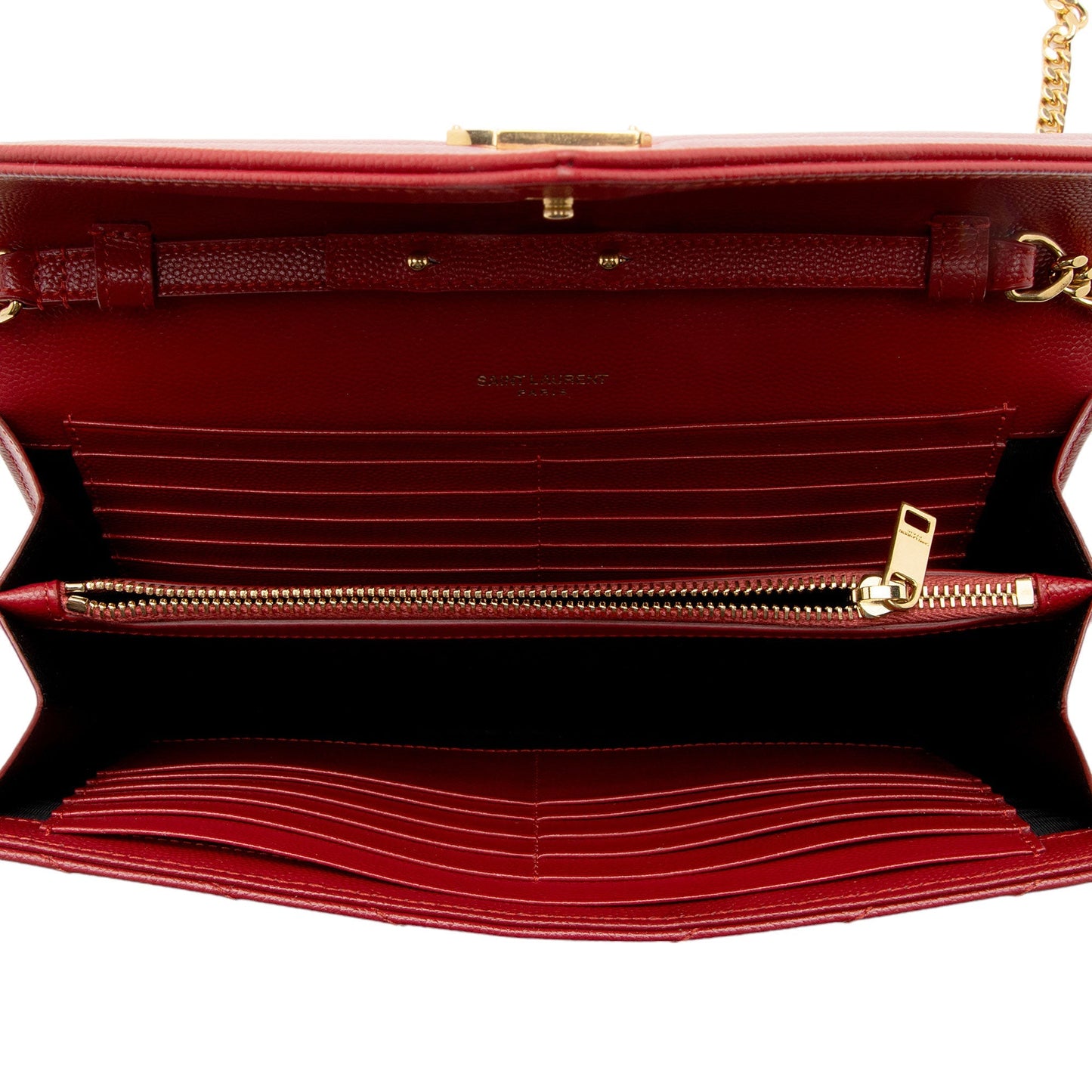 Saint Laurent Matelasse Grain de Poudre Monogram Chain Wallet HJdOSr