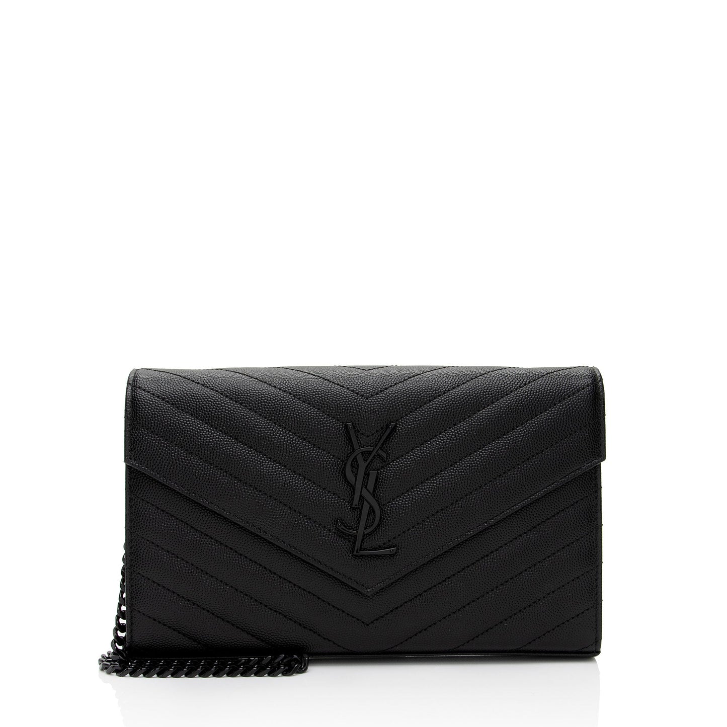 Saint Laurent Matelasse Grain de Poudre Monogram Chain Wallet 9JGPa8