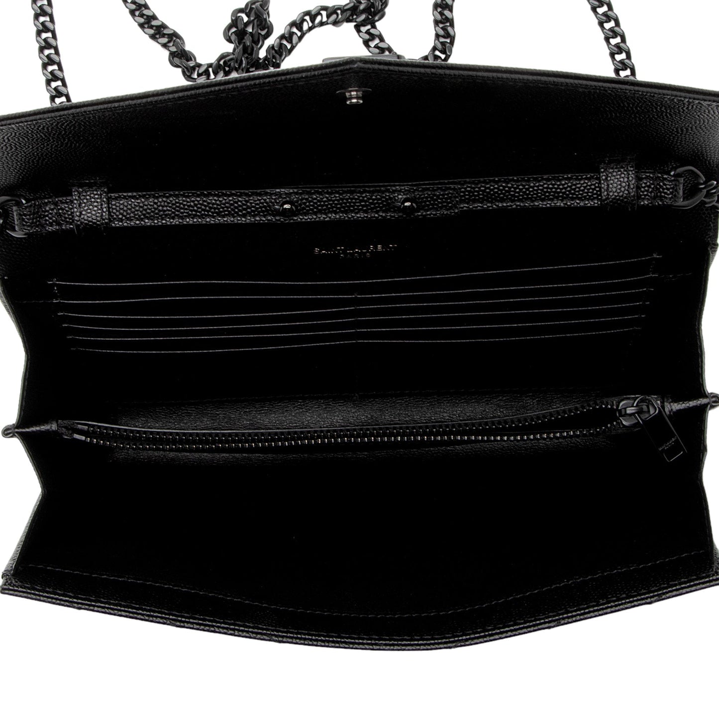 Saint Laurent Matelasse Grain de Poudre Monogram Chain Wallet 9JGPa8