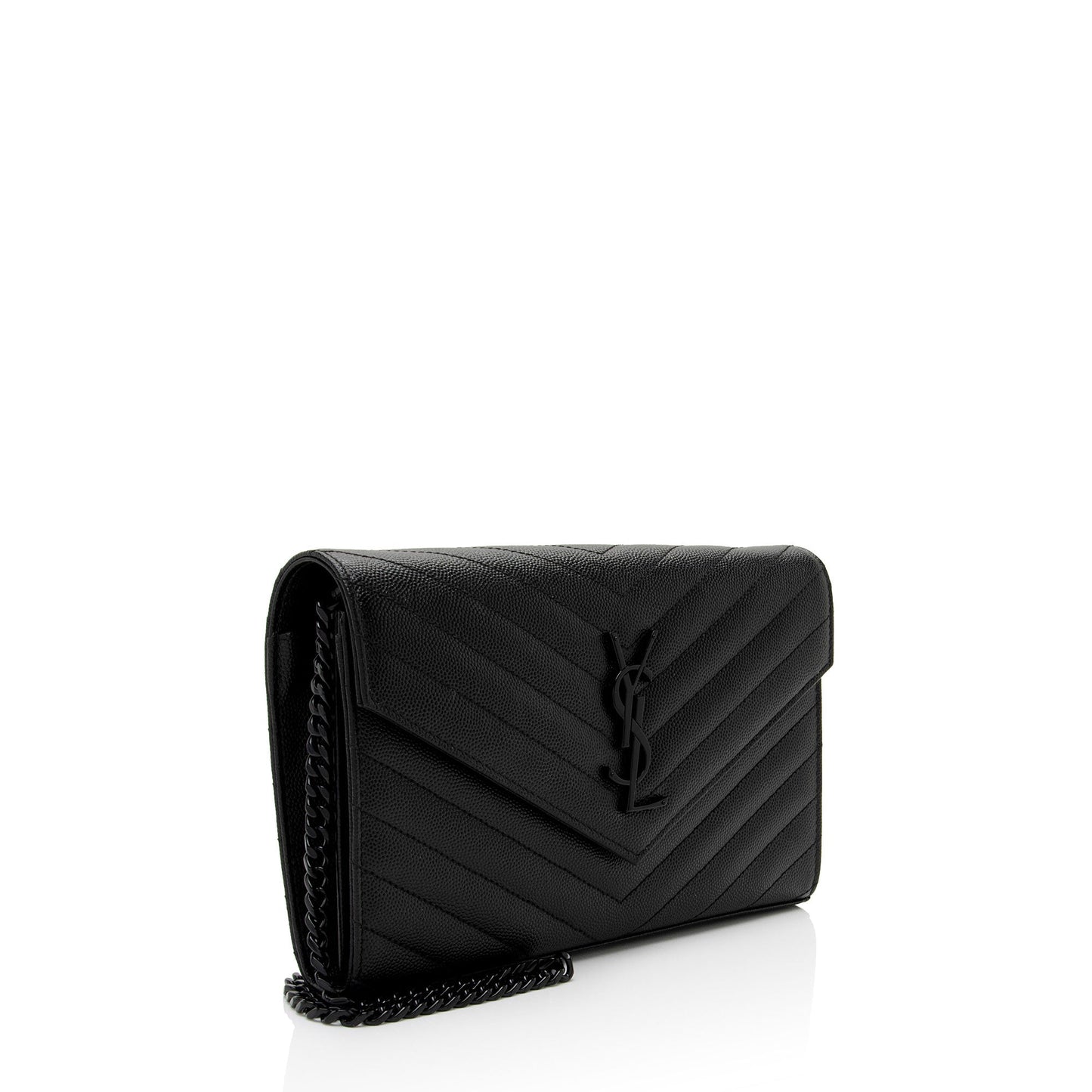 Saint Laurent Matelasse Grain de Poudre Monogram Chain Wallet 9JGPa8