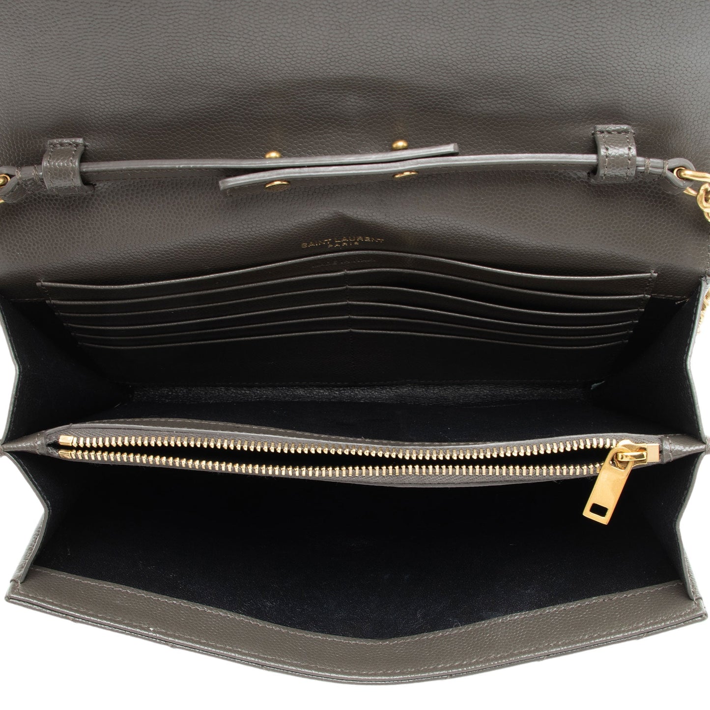Saint Laurent Matelasse Grain de Poudre Monogram Chain Wallet zFHDtw