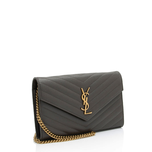 Saint Laurent Matelasse Grain de Poudre Monogram Chain Wallet zFHDtw