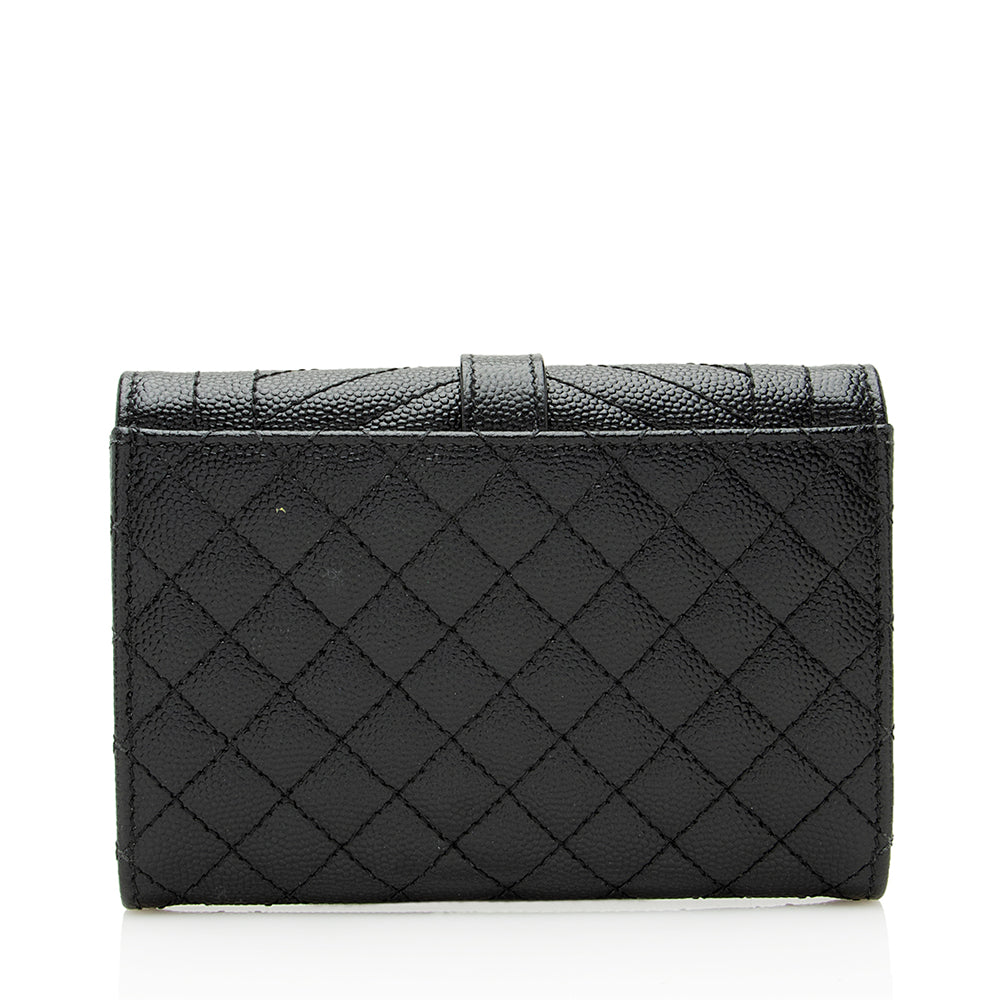 Saint Laurent Matelasse Grain de Poudre Monogram Compact Trifold Wallet 21741