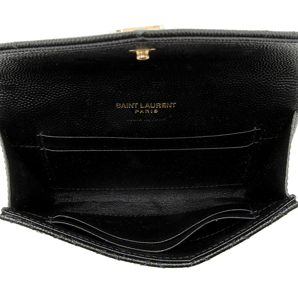 Saint Laurent Matelasse Grain de Poudre Monogram Compact Trifold Wallet 21741
