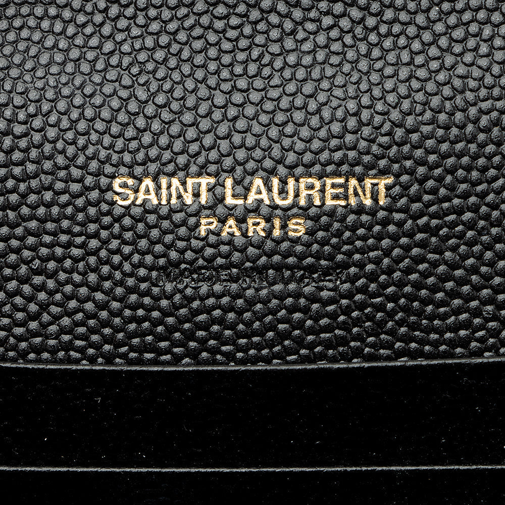 Saint Laurent Matelasse Grain de Poudre Monogram Compact Trifold Wallet 21741