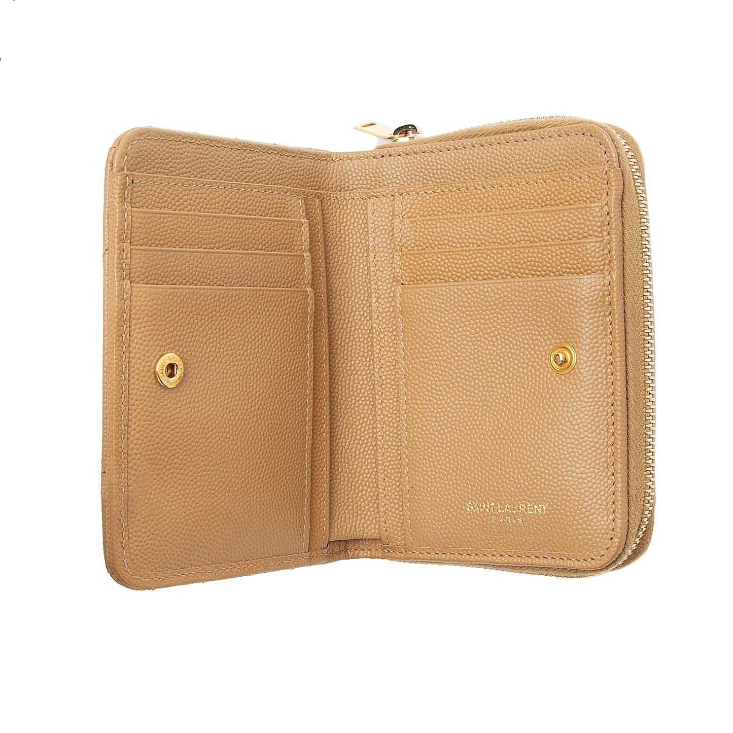 Saint Laurent Matelasse Grain de Poudre Monogram Compact Zip Around Wallet 23548