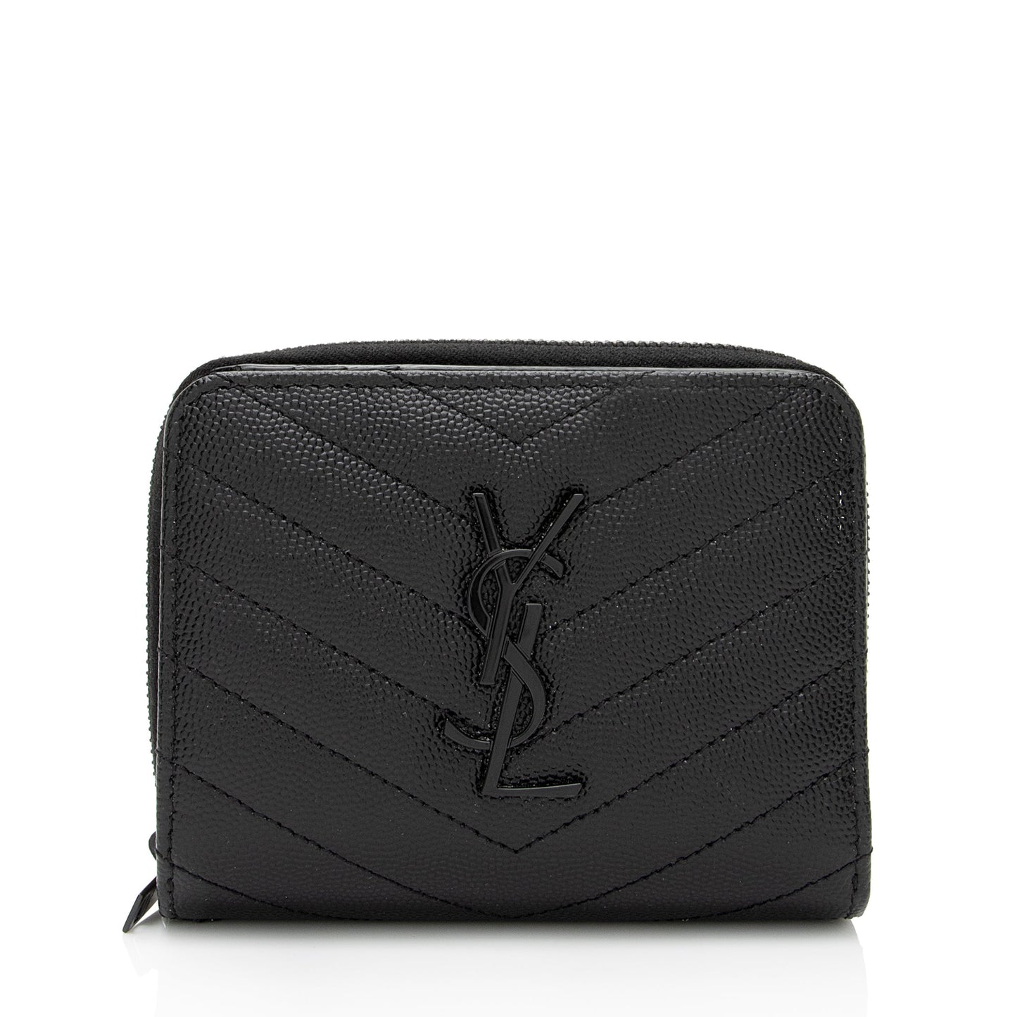 Saint Laurent Matelasse Grain de Poudre Monogram Compact Zip Around Wallet C8Sta6
