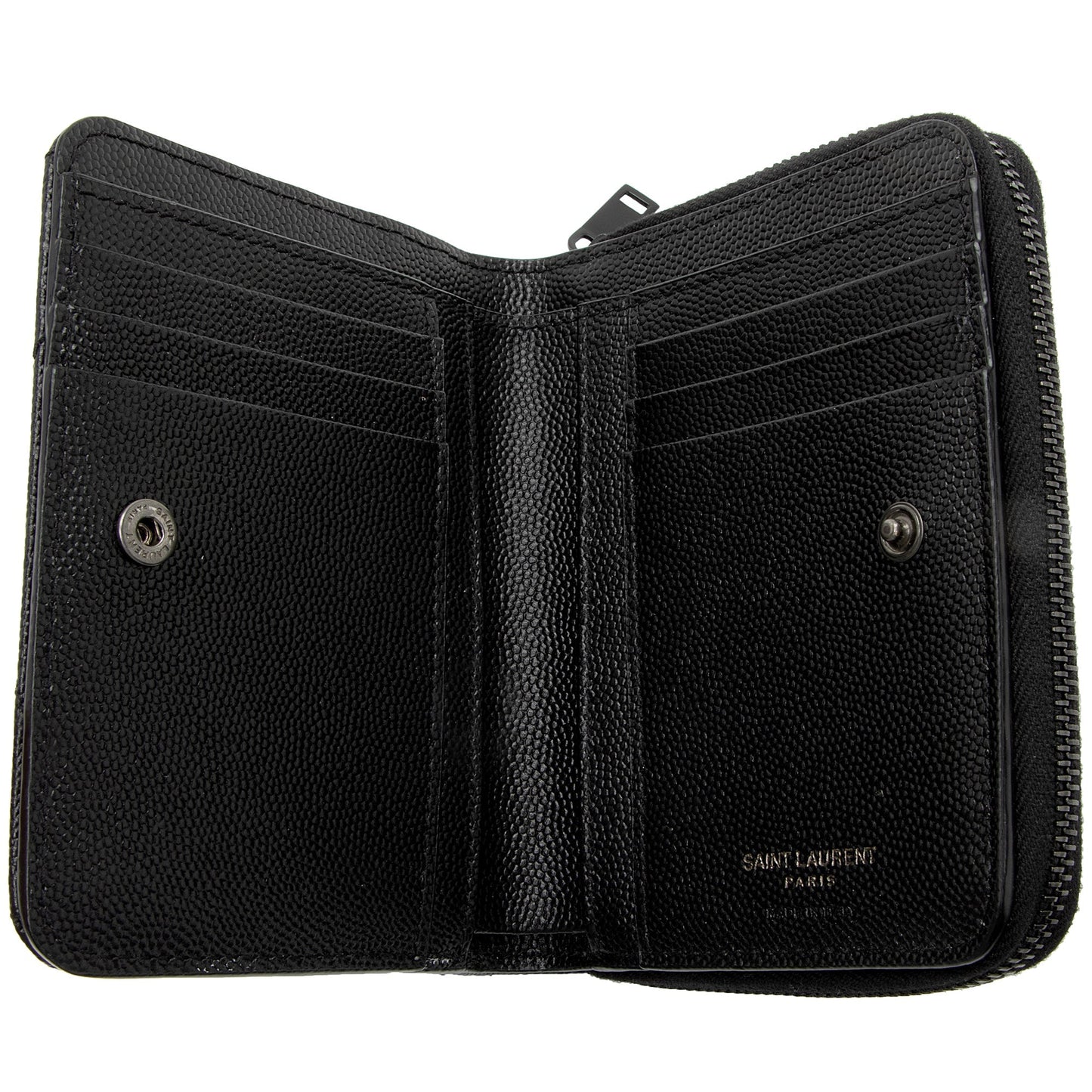 Saint Laurent Matelasse Grain de Poudre Monogram Compact Zip Around Wallet C8Sta6