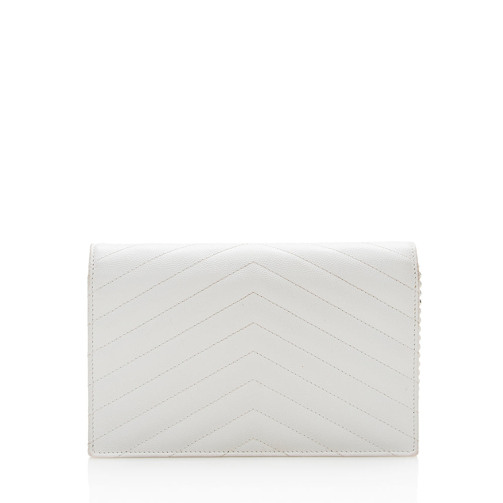 Saint Laurent Matelasse Grain de Poudre Monogram Envelope Chain Wallet 15981