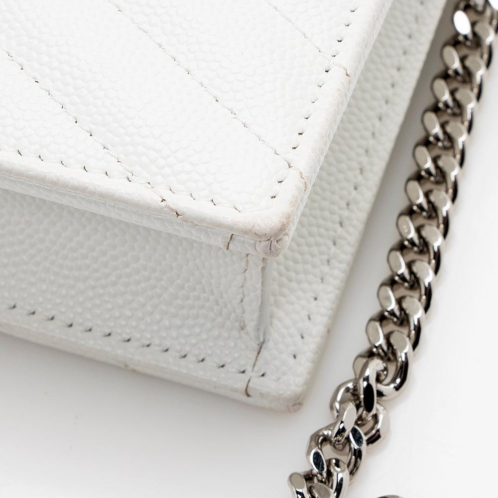 Saint Laurent Matelasse Grain de Poudre Monogram Envelope Chain Wallet 15981