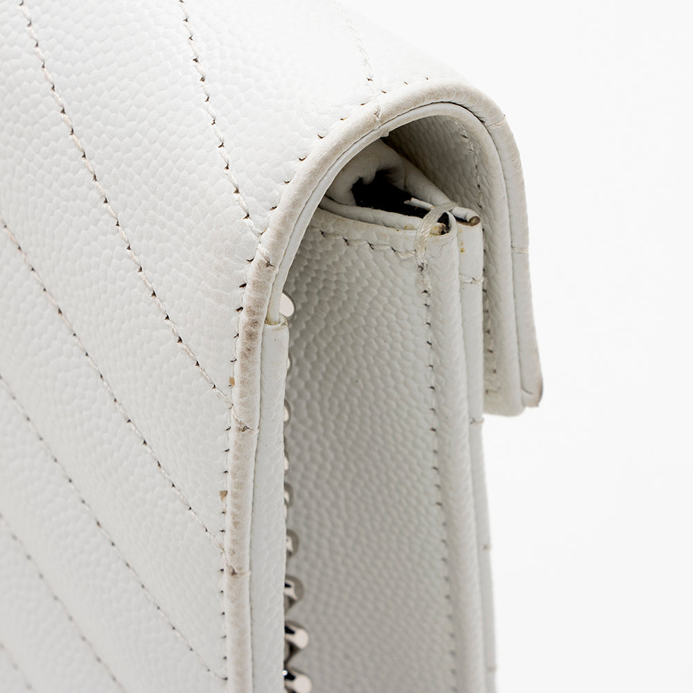 Saint Laurent Matelasse Grain de Poudre Monogram Envelope Chain Wallet 15981