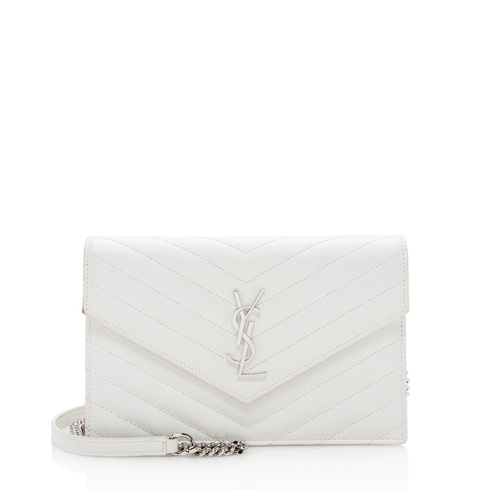 Saint Laurent Matelasse Grain de Poudre Monogram Envelope Chain Wallet 15981