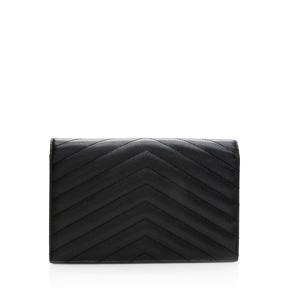 Saint Laurent Matelasse Grain de Poudre Monogram Envelope Chain Wallet 19240
